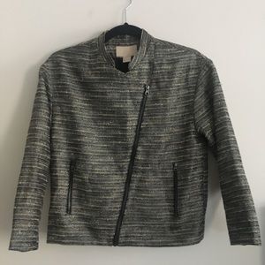 H&M Green & Gold Tweed Zip Jacket